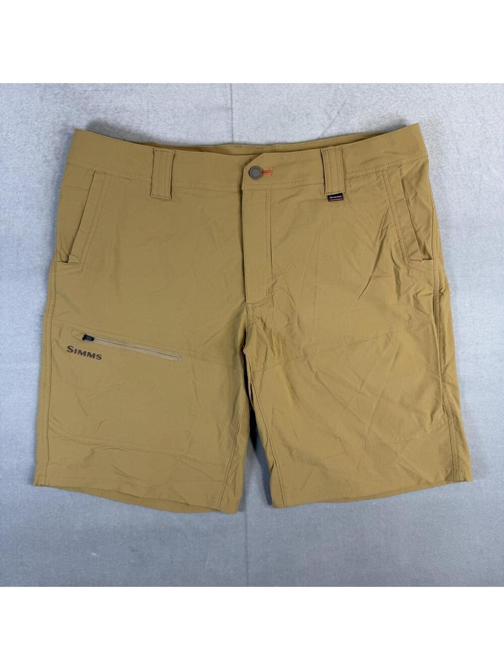 Simms Guide Shorts Mens 36 Tan Khaki Cargo Stretch Fly Fishing Outdoor 9"
